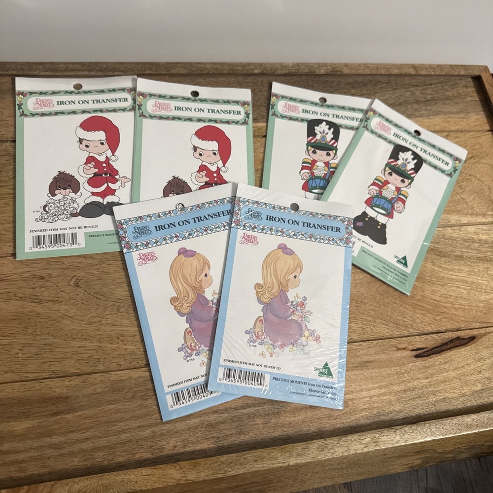 6 Spectrix Precious Moments Iron-On Transfers, New Sealed